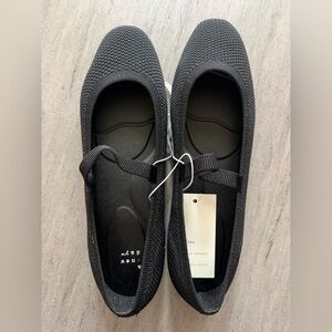 a new day Black Knit Ballet Flats with Elastic Strap